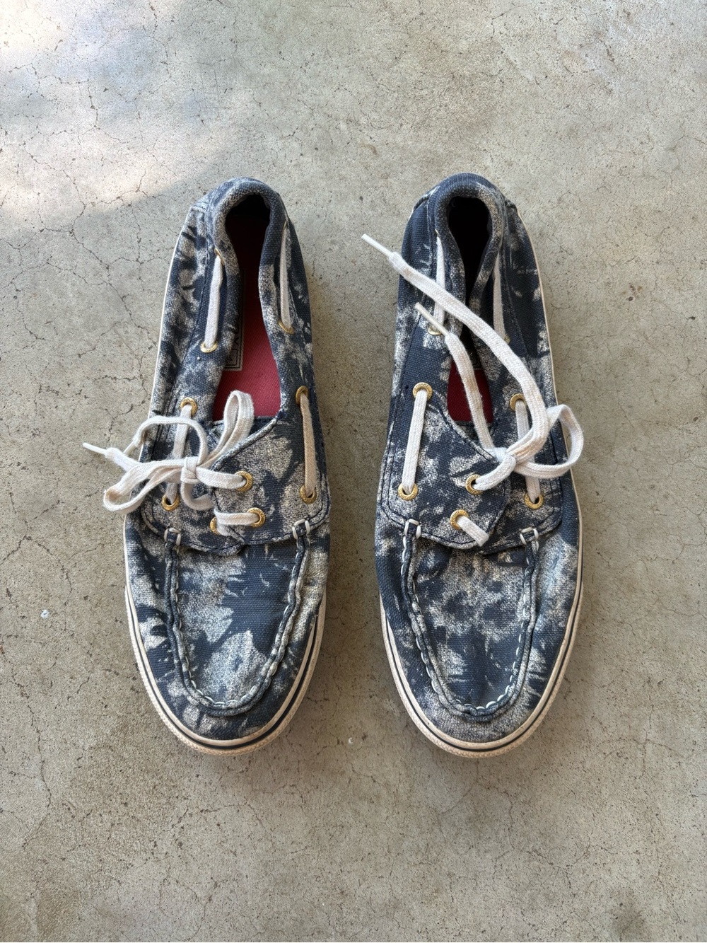 Women’s Sperry Brand Canvas Boat Shoes in Distressed Navy